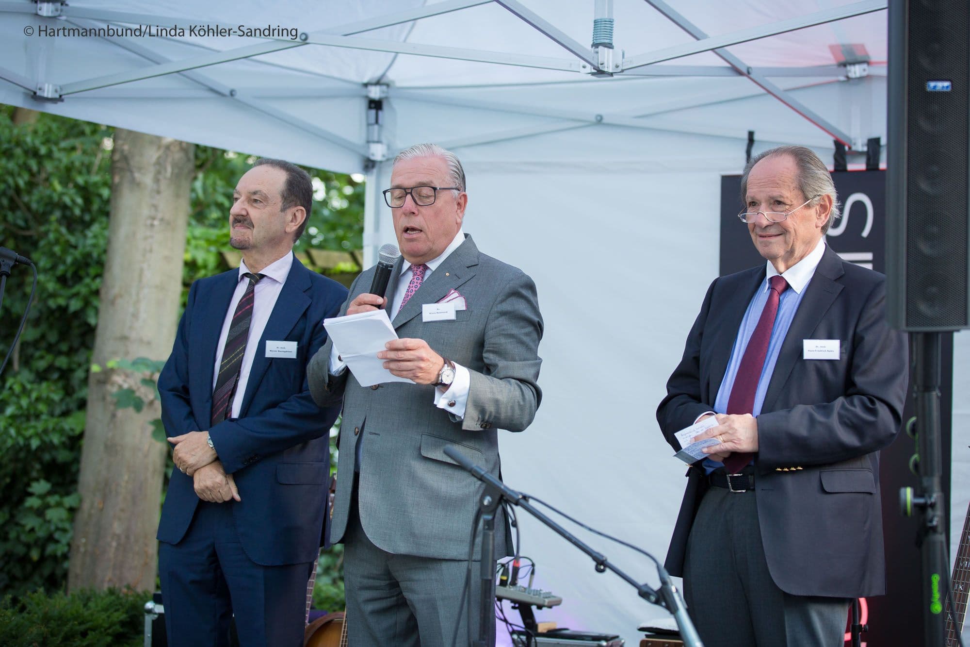 Die Gastgeber vereint: Werner Baumgärtner (MEDI GENO), Klaus Reinhardt (Hartmannbund), Hans-Friedrich Spies (BDI) (v.l.n.r.)