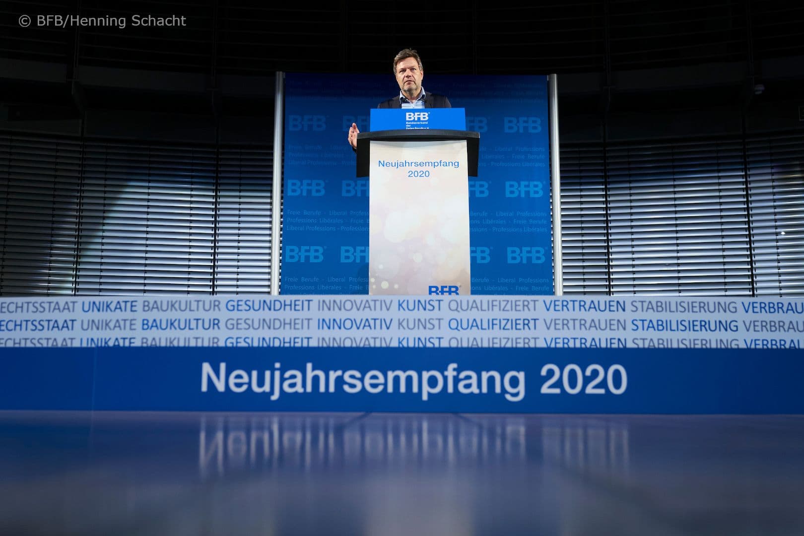 Hauptredner Robert Habeck (Bündnis 90/Die Grünen) beim Neujahrsempfang des BFB