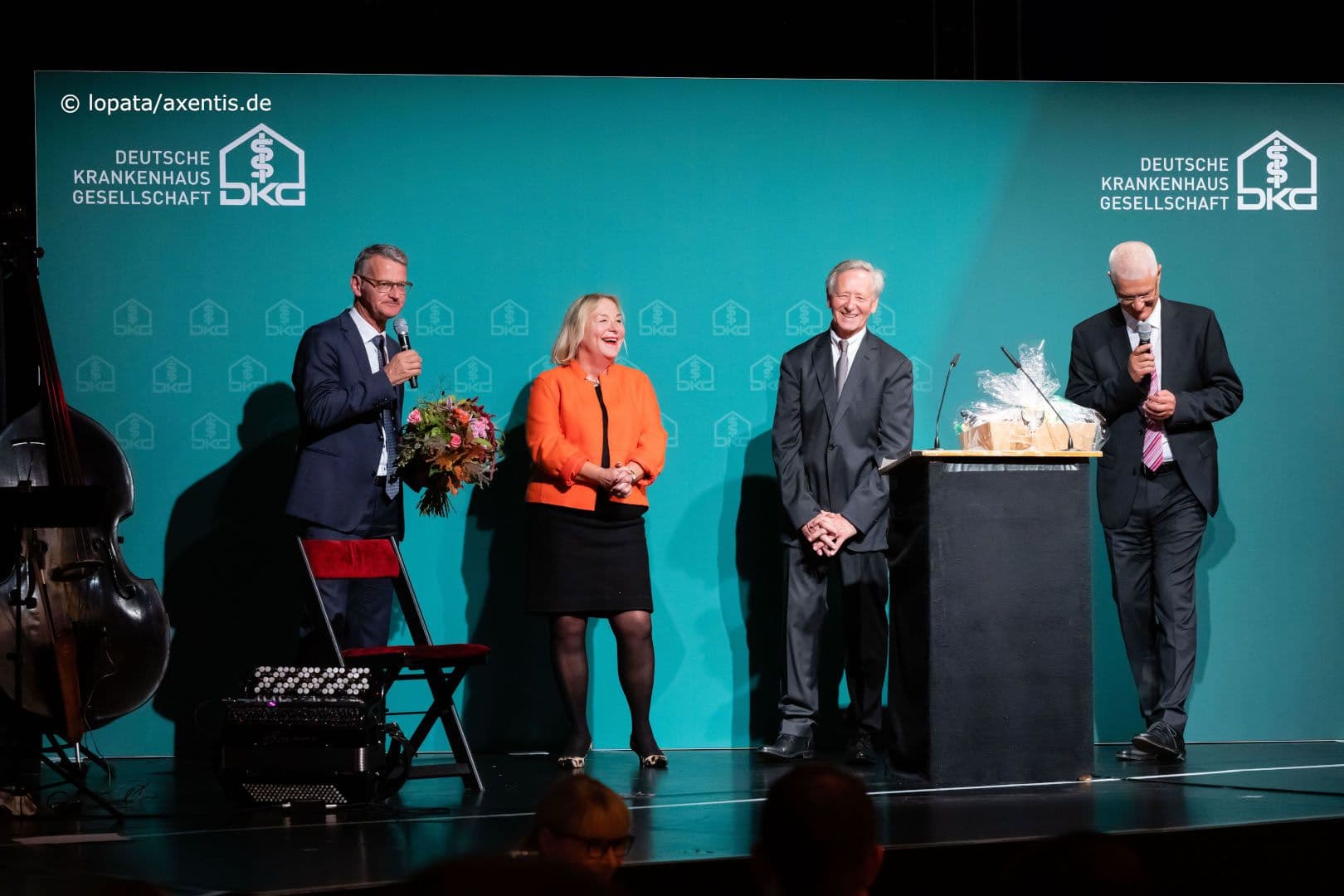 Gerald Gaß (DKG), das Ehepaar Baum, Ingo Morell (DKG) (v.l.n.r.)