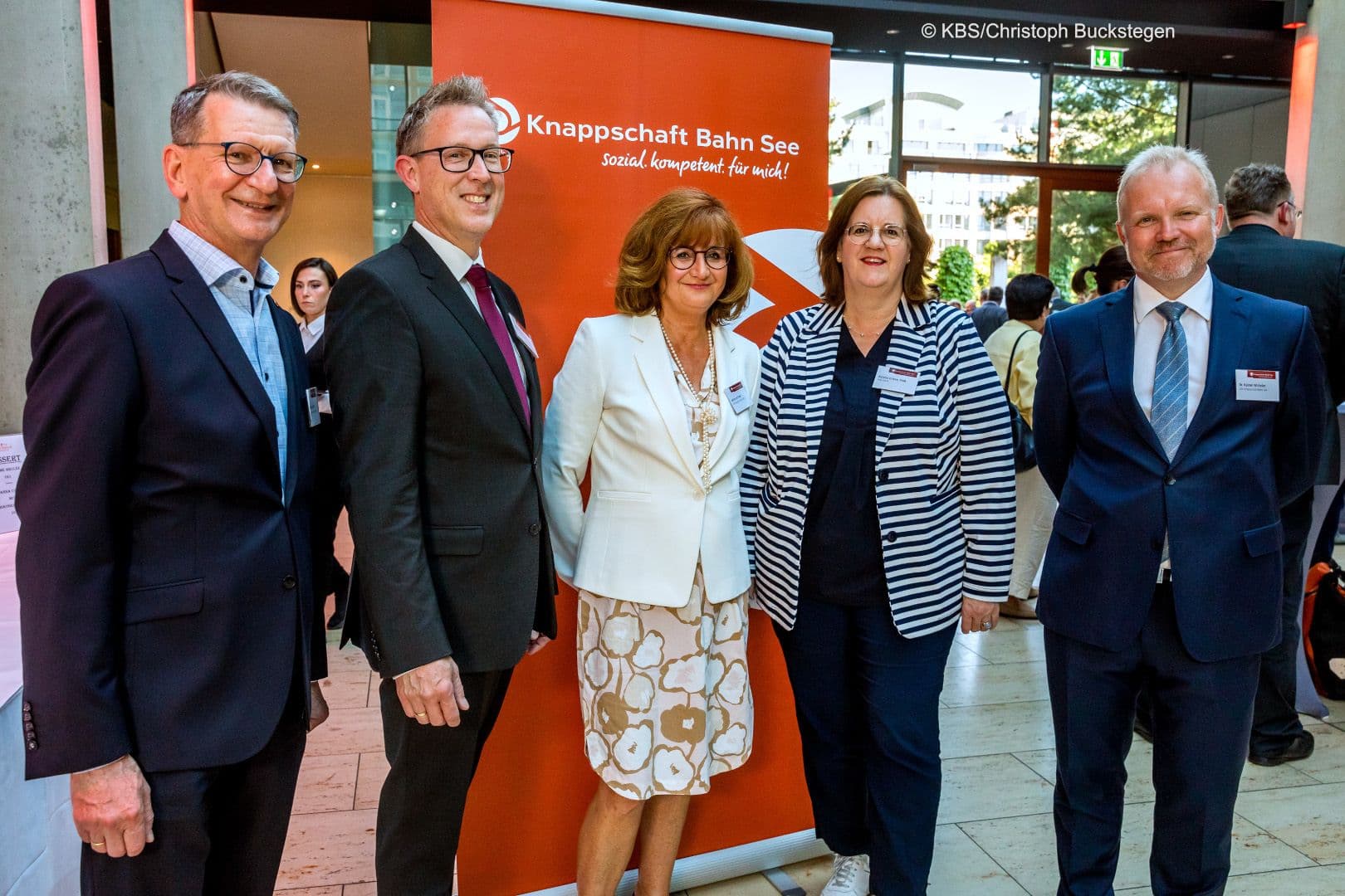Andreas Gülker, Michael Weberink, Bettina am Orde (alle Knappschaft-Bahn-See) mit Kerstin Griese MdB (Staatssekretärin beim Bundesminister für Arbeit und Soziales) und Rainer Wilhelm (Knappschaft-Bahn-See)