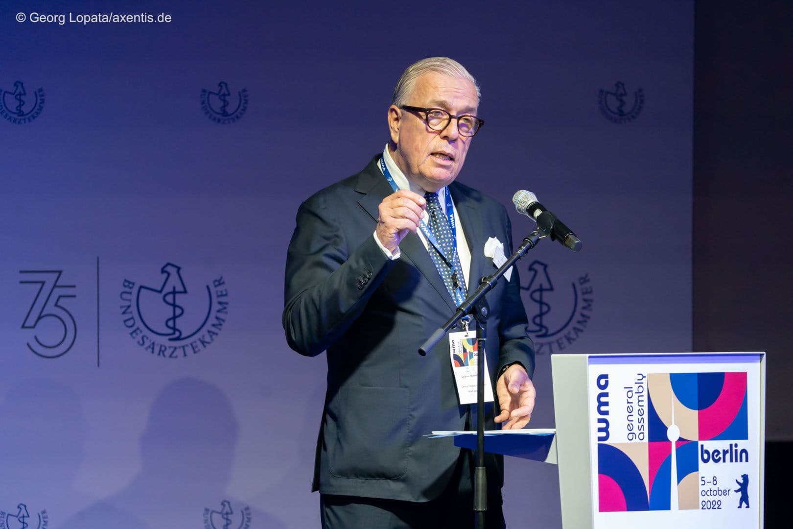 BÄK-Präsident Klaus Reinhardt bei seiner Rede anlässlich des 75. Jubiläums der BÄK