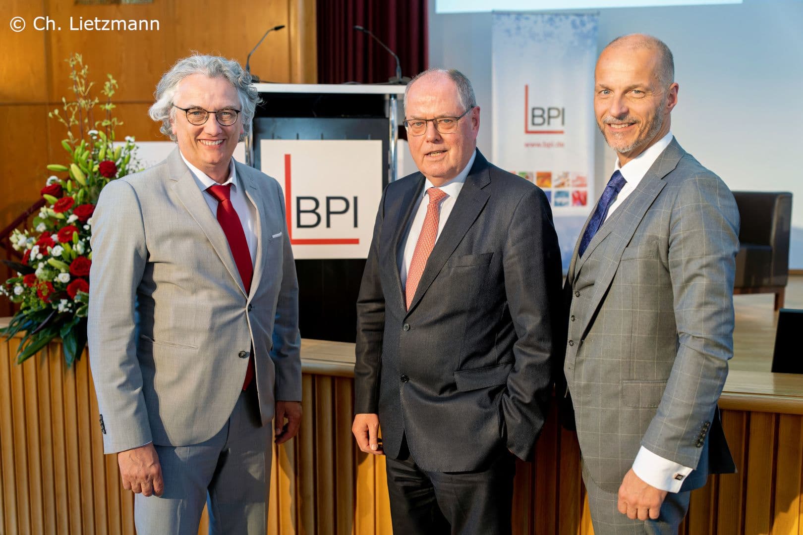 Gastgeber mit Ehrengast: Hans-Georg Feldmeier (BPI), Bundesfinanzminister a. D. Peer Steinbrück, Kai Joachimsen (BPI) (v.l.n.r)