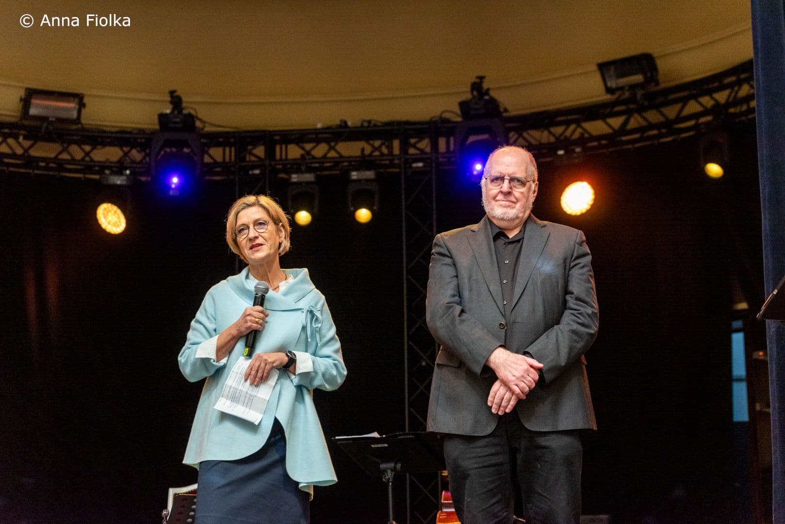 Anne-Kathrin Klemm und Franz Knieps begrüßen die Gäste des parlamentarischen Abends des BKK Dachverbandes.
