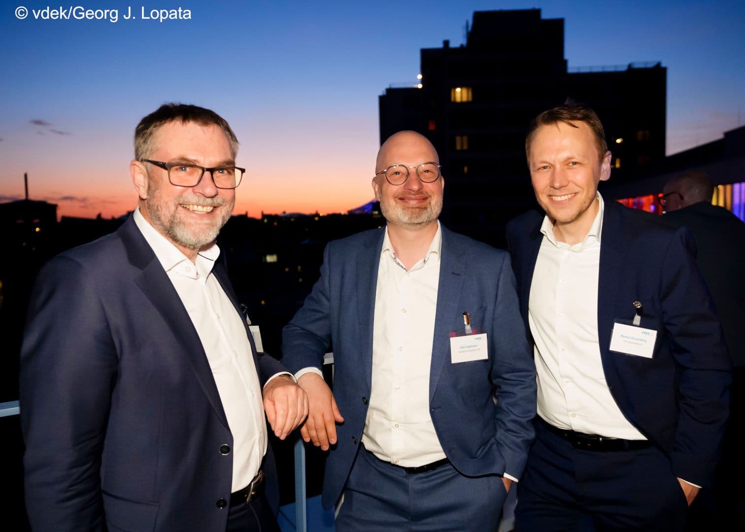 Das letzte vdek-Frühlingsfest als Mitarbeiter für Jörg Meyers-Middendorf (vdek) mit Dirk Engelmann (TK) und Markus Grunenberg (GKV-SV) (v.l.n.r.)
